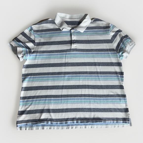 St. John’s Bay Striped Polo Shirt Men’s XXL Blue White - Picture 1 of 4